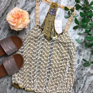 NWT Free People Sequin Racerback Lacy Ikat Tank